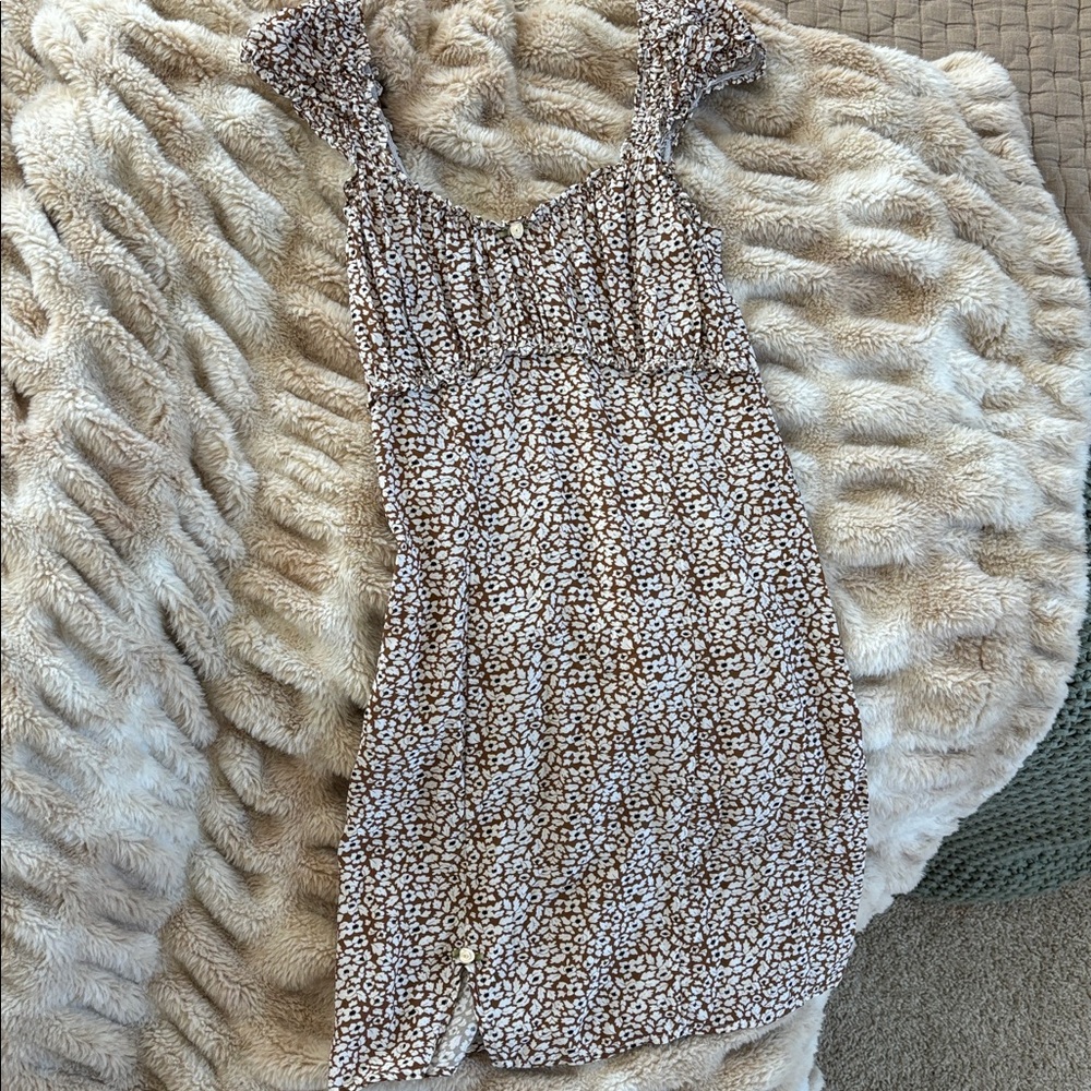 Floral Brown Mini Dress